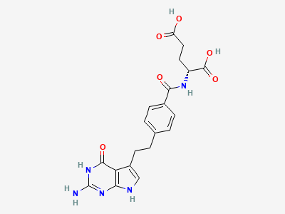 (2R)-2-[4-[2-(2-amino-4-oxo-4,7-dihydro-1H-pyrrolo-[2,3-d]pyrimidin-5-yl)ethyl]benzamido]pentanedioic acid Structure