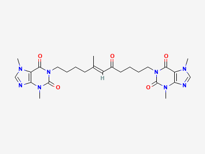 1-[(5E)-11-(3,7-dimethyl-2,6-dioxo-2,3,6,7-tetrahydro-1H-purin-1-yl)-5-methyl-7-oxoundec-5-enyl]-3,7-dimethyl-3,7-dihydro-1H-purine-2,6-dione Structure