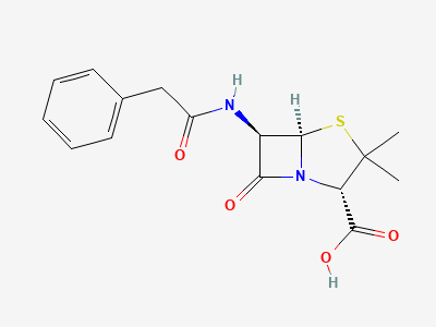 (2S,5R,6R)-3,3-dimethyl-7-oxo-6-(2-phenylacetamido)-4-thia-1-azabicyclo[3.2.0]heptane-2-carboxylic acid (benzylpenicillin) Structure