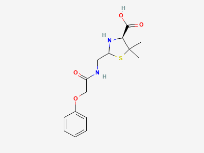 (2RS,4S)-5,5-dimethyl-2-[(2-phenoxyacetamido)methyl]-1,3-thiazolidine-4-carboxylic acid (penilloic acids of phenoxymethylpenicillin) Structure