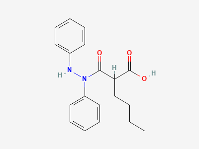 (2RS)-2-[(1,2-diphenyldiazanyl)carbonyl]hexanoic acid Structure