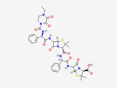 (2S,5R,6R)-6-[(2R)-2-[(2S,5R,6R)-6-[(2R)-2-(4-ethyl-2,3-dioxopiperazine-1-carboxamido)-2-phenylacetamido]-3,3-dimethyl-7-oxo-4-thia-1-azabicyclo[3.2.0]heptane-2-carboxamido]-2-phenylacetamido]-3,3-dimethyl-7-oxo-4-thia-1-azabicyclo[3.2.0]heptane-2-carboxylic acid (piperacillinylampicillin) Structure