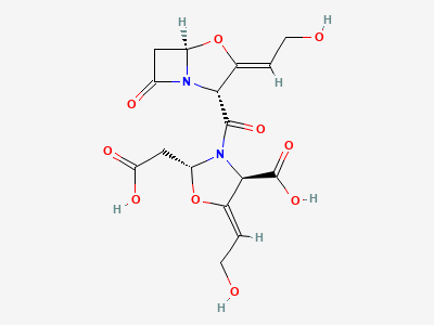 (2R,4R,5Z)-2-(carboxymethyl)-5-(2-hydroxyethylidene)-3-[[(2R,3Z,5R)-3-(2-hydroxyethylidene)-7-oxo-4-oxa-1-azabicyclo[3.2.0]hept-2-yl]carbonyl]oxazolidine-4-carboxylic acid Structure