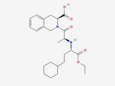 (3S)-2-[(2S)-2-[[(1S)-3-cyclohexyl-1-(ethoxycarbonyl)-propyl]amino]propanoyl]-1,2,3,4-tetrahydroisoquinoline-3-carboxylic acid Structure