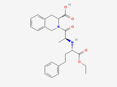 (3R)-2-[(2S)-2-[[(1S)-1-(ethoxycarbonyl)-3-phenylpropyl]amino]propanoyl]-1,2,3,4-tetrahydroisoquinoline-3-carboxylic acid Structure