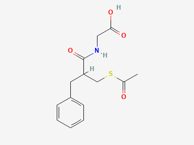 [[(2RS)-2-[(acetylsulfanyl)methyl]-3-phenylpropanoyl]-amino]acetic acid Structure