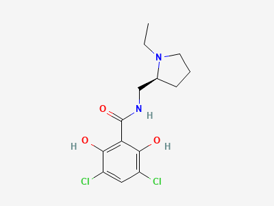 3,5-dichloro-N-[[(2S)-1-ethylpyrrolidin-2-yl]methyl]-2,6-dihydroxybenzamide Structure