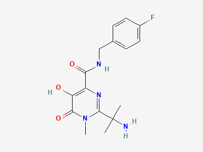 2-(2-aminopropan-2-yl)-N-[(4-fluorophenyl)methyl]-5-hydroxy-1-methyl-6-oxo-1,6-dihydropyrimidine-4-carboxamide Structure