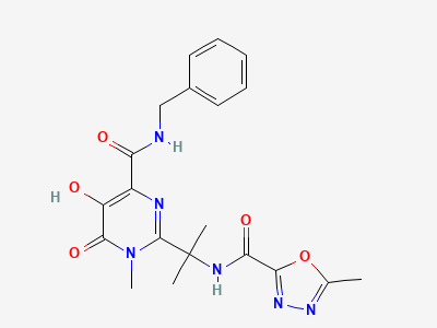 N-benzyl-5-hydroxy-1-methyl-2-[2-(5-methyl-1,3,4-oxadiazole-2-carboxamido)propan-2-yl]-6-oxo-1,6-dihydropyrimidine-4-carboxamide Structure