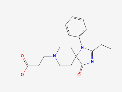 Methyl 3-(2-ethyl-4-oxo-1-phenyl-1,3,8-triazaspiro[4.5]-dec-2-en-8-yl)propanoate Structure