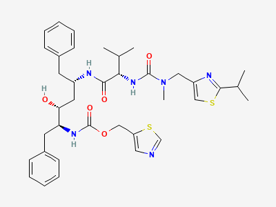 Thiazol-5-ylmethyl [(1S,2R,4S)-1-benzyl-2-hydroxy-4-[[(2S)-3-methyl-2-[[methyl[[2-(1-methylethyl)thiazol-4-yl]methyl]carbamoyl]amino]butanoyl]amino]-5-phenylpentyl]carbamate Structure