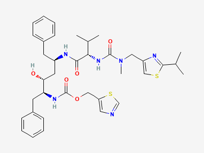 Thiazol-5-ylmethyl [(1S,2R,4R)-1-benzyl-2-hydroxy-4-[[(2S)-3-methyl-2-[[methyl[[2-(1-methylethyl)-thiazol-4-yl]methyl]carbamoyl]amino]butanoyl]amino]-5-phenylpentyl]carbamate Structure