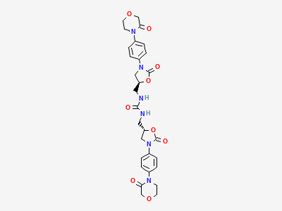 N,N'-bis[[(5S)-2-oxo-3-[4-(3-oxomorpholin-4-yl)phenyl]-1,3-oxazolidin-5-yl]methyl]urea Structure