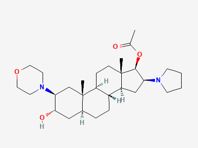 3α-hydroxy-2β-(morpholin-4-yl)-16β-(pyrrolidin-1-yl)-5α-androstan-17β-yl acetate Structure