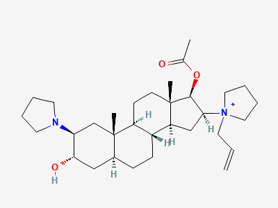 1-[17β-acetoxy-3α-hydroxy-2β-(pyrrolidin-1-yl)-5αandrostan-16β-yl]-1-(prop-2-enyl)pyrrolidinium Structure