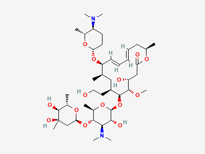 (4R,5S,6S,7R,9R,10R,11E,13E,16R)-6-[[3,6-dideoxy-4-O-(2,6-dideoxy-3-C-methyl-α-L-ribo-hexopyranosyl)-3-(dimethylamino)-β-D-glucopyranosyl]oxy]-4-hydroxy-7-(2-hydroxyethyl)-5-methoxy-9,16-dimethyl-10-[[2,3,4,6-tetradeoxy-4-(dimethylamino)-β-D-erythrohexopyranosyl]oxy]oxacyclohexadeca-11,13-dien-2-one (spiramycin IV) Structure