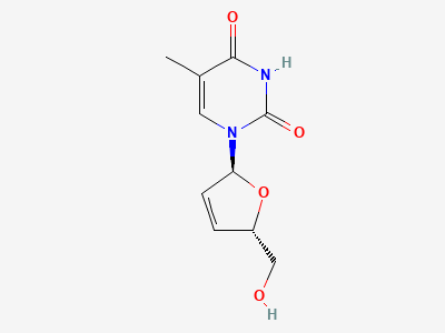 1-(2,3-dideoxy-α-D-glycero-pent-2-enofuranosyl)-5-methylpyrimidine-2,4(1H,3H)-dione (stavudine anomer α) Structure