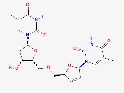 1-[2-deoxy-5-O-[[(2S,5R)-5-[5-methyl-2,4-dioxo-3,4-dihydropyrimidine-1(2H)-yl]-2,5-dihydrofuran-2-yl]methyl]-β-D-threo-pentofuranosyl]-5-methylpyrimidine-2,4(1H,3H)-dione Structure