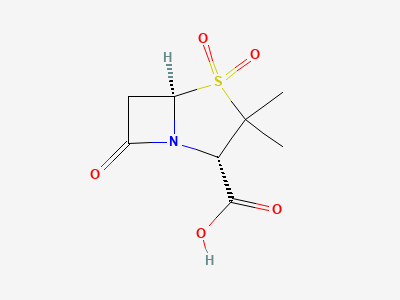 (2S,5R)-3,3-dimethyl-7-oxo-4-thia-1-azabicyclo[3.2.0]-heptane-2-carboxylic acid 4,4-dioxide (sulbactam) Structure