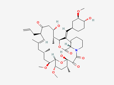 (3S,4R,5S,8R,9E,12S,14S,15R,16S,18R,19S,26aS)-5,19-dihydroxy-3-[(1E)-1-[(1R,3R,4R)-4-hydroxy-3-methoxycyclohexyl]prop-1-en-2-yl]-14,16-dimethoxy-4,10,12,18-tetramethyl-8-(prop-2-en-1-yl)-3,4,5,6,8,11,12,13,14,15,16,17,18,19,24,25,26,26aoctadecahydro-7H-15,19-epoxypyrido[2,1-c][1,4]oxaazacyclotricosine-1,7,20,21(23H)-tetrone (tacrolimus compound II) Structure