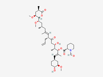 (1E,3S,4R,5S,8R,9E,12S,14S)-5-hydroxy-1-[(1R,3R,4R)-4-hydroxy-3-methoxycyclohexyl]-14-methoxy-14-[(2R,3S,5R)-3-methoxy-5-methyl-6-oxooxan-2-yl]-2,4,10,12-tetramethyl-7-oxo-8-(prop-2-en-1-yl)tetradeca-1,9-dien-3-yl (2S)-1-formylpiperidine-2-carboxylate Structure