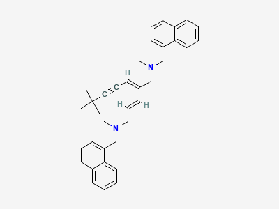 (2E,4E)-4-(4,4-dimethylpent-2-yn-1-ylidene)-N,N'-dimethyl-N,N'-bis(naphthalen-1-ylmethyl)pent-2-ene-1,5-diamine Structure