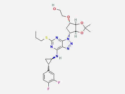2-[[(3aR,4S,6R,6aS)-6-[7-[[(1R,2S)-2-(3,4-difluorophenyl)-cyclopropyl]amino]-5-(propylsulfanyl)-3H-[1,2,3]triazolo-[4,5-d]pyrimidin-3-yl]-2,2-dimethyltetrahydro-2H,3aH-cyclopenta[d][1,3]dioxol-4-yl]oxy]ethan-1-ol Structure