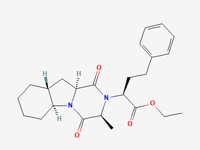 Ethyl (2S)-2-[(3S,5aS,9aR,10aS)-3-methyl-1,4-dioxodecahydropyrazino[1,2-a]indol-2(1H)-yl]-4-phenylbutanoate (trandolapril diketopiperazine) Structure