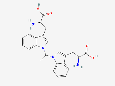 3,3'-[ethane-1,1-diylbis(1H-indol-1,3-diyl)]bis[(2S)-2-aminopropanoic acid] (ethane-1,1-diylbistryptophan) Structure