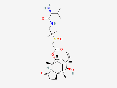 (3aS,4R,5S,6S,8R,9R,9aR,10R)-6-ethenyl-5-hydroxy-4,6,9,10-tetramethyl-1-oxodecahydro-3a,9-propano-3aH-cyclopenta[8]annulen-8-yl [[2-[[(2R)-2-amino-3-methylbutanoyl]amino]-1,1-dimethylethyl]sulfinyl]acetate (valnemulin sulfoxide) Structure