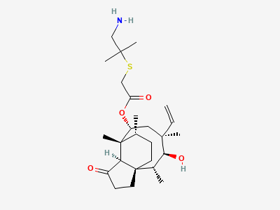 (3aS,4R,5S,6S,8R,9R,9aR,10R)-6-ethenyl-5-hydroxy-4,6,9,10-tetramethyl-1-oxodecahydro-3a,9-propano-3aH-cyclopenta[8]annulen-8-yl [(2-amino-1,1-dimethylethyl)sulfanyl]acetate (dimethyl cysteaminyl pleuromulin) Structure
