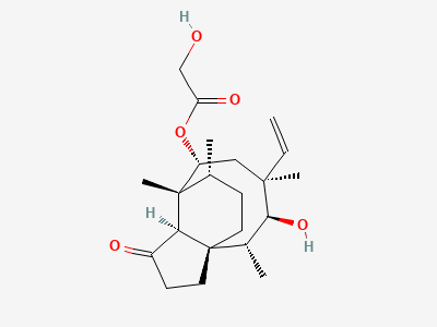(3aS,4R,5S,6S,8R,9R,9aR,10R)6-ethenyl-5-hydroxy-4,6,9,10-tetramethyl-1-oxodecahydro-3a,9-propano-3aH-cyclopenta[8]annulen-8-yl 2-hydroxyacetate (pleuromulin) Structure