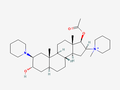1-[17β-(acetyloxy)-3α-hydroxy-2β-(piperidin-1-yl)-5αandrostan-16β-yl]-1-methylpiperidin-1-ium Structure
