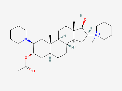 1-[3α-(acetyloxy)-17β-hydroxy-2β-(piperidin-1-yl)-5αandrostan-16β-yl]-1-methylpiperidin-1-ium Structure