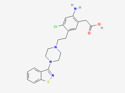 2-[2-amino-5-[2-[4-(1,2-benzisothiazol-3-yl)piperazin-1-yl]ethyl]-4-chlorophenyl]acetic acid Structure
