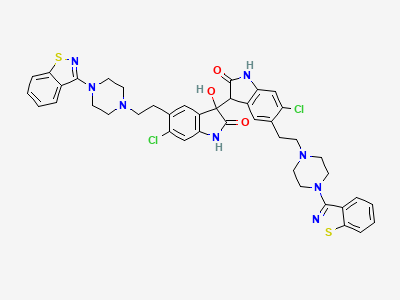 5,5'-bis[2-[4-(1,2-benzisothiazol-3-yl)piperazin-1-yl]-ethyl]-6,6'-dichloro-3-hydroxy-1,1',3,3'-tetrahydro-2H,2'H-3,3'-biindole-2,2'-dione Structure