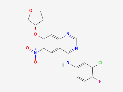 (S)-N-(3-chloro-4-fluorophenyl)-6-nitro-7-((tetrahydrofuran-3-yl)oxy)quinazolin-4-amine Structure