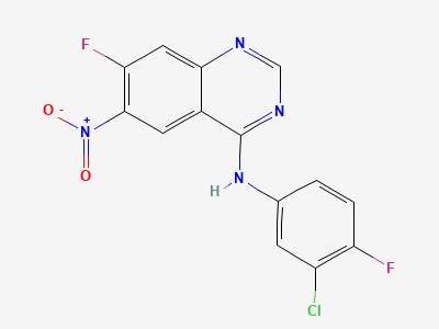 N-(3-Chloro-4-fluorophenyl)-7-fluoro-6-nitroquinazolin-4-amine Structure