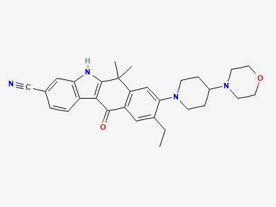 (n-1) 9-ethyl-6,6-dimethyl-8-(4-morpholinopiperidin-1-yl)-11-oxo-6,11-dihydro-5H-benzo[b]carbazole-3-carbonitrile Structure