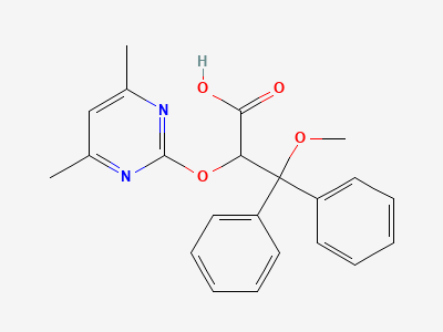 (Racemic mixture) 2-((4,6-dimethylpyrimidin-2-yl)oxy)-3-methoxy-3,3-diphenylpropanoic acid Structure