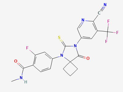 3 4-(7-(6-Cyano-5-(trifluoromethyl)pyridin-3-yl)-8-oxo-6-thioxo-5,7-diazaspiro[3.4]octan-5-yl)-2-fluoro-N-methylbenzamide Generic Name: Apalutamide (ARN-509) Structure