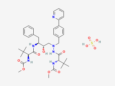 (IUPAC): Dimethyl (3S,8S,9S,12S)-9-benzyl-3,12-di-tert-butyl-8-hydroxy-4,11-dioxo-6-[4-(pyridin-2-yl)benzyl]-2,5,6,10,13-pentaazatetradecanedioate sulfate Structure