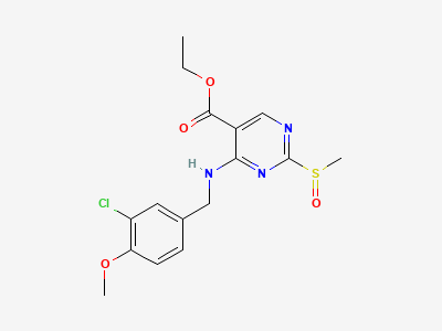 Ethyl 4-((3-chloro-4-methoxybenzyl)amino)-2-(methylsulfinyl)pyrimidine-5-carboxylate Structure