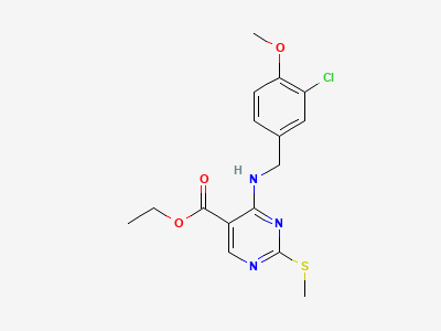 Alternative CAS Registry Number 115514-77-7 (Free Base) 2 Ethyl 4-((3-chloro-4-methoxybenzyl)amino)-2-(methylthio)pyrimidine-5-carboxylate Structure