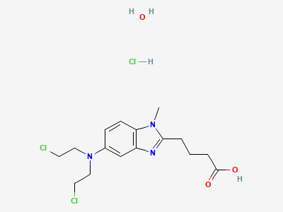 4-{5-[bis(2-chloroethyl)amino]-1-methyl-1H-1,3-benzodiazol-2-yl}butanoic acid hydrate hydrochloride Structure