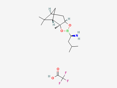 4,6-Methano-1,3,2-benzodioxaborole-2-methanamine, hexahydro-3a,8,8-trimethyl-α-(2-methylpropyl)-, (αR,3aS,4S,6S,7aR)-, 2,2,2-trifluoroacetate (R)-BoroLeu-(+)-Pinanediol trifluoroacetate Structure