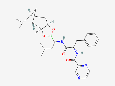 N-((S)-1-(((S)-3-Methyl-1-((3aS,4S,6S,7aR)-3a,5,5-trimethylhexahydro-4,6-methanobenzo[d][1,3,2]dioxaborol-2-yl)butyl)amino)-1-oxo-3-phenylpropan-2-yl)pyrazine-2-carboxamide Bortezomib pinanediol ester Structure