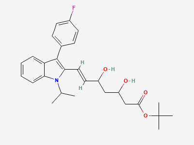t-butyl]R,S-e]-(±)-7-]-3-(4 fluorophenyl)-1-(1-methylethyl) 1h-indol-2-yl]-3,5-dihydroxy-6-heptenoate (T-butyl-3,5-dihydroxy Fluvastatin) Structure